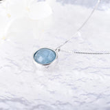 Aquamarine Pendant Necklace Amazonite Stone Sterling Silver Chain