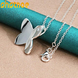925 Silver Butterfly Pendant Necklace Zircon Women Wedding Jewelry