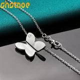 925 Silver Butterfly Pendant Necklace Zircon Women Wedding Jewelry
