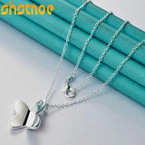 925 Silver Butterfly Pendant Necklace Zircon Women Wedding Jewelry