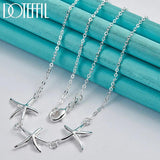 925 Silver 3 Star Chain Necklace Wedding Engagement Party Jewelry