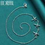 925 Silver 3 Star Chain Necklace Wedding Engagement Party Jewelry