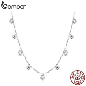 925 Silver Water Drop Zircon Necklace Women's Jewelry