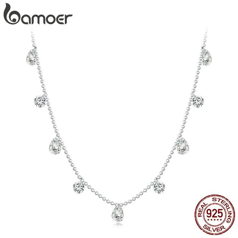 925 Silver Water Drop Zircon Necklace Women's Jewelry