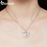 925 Silver Mother Daughter Heart Pendant Necklace Fine Jewelry