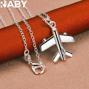 925 Silver Plane Pendant Necklace 18-30 Inches Chain