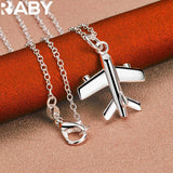 925 Silver Plane Pendant Necklace 18-30 Inches Chain