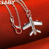 925 Silver Plane Pendant Necklace 18-30 Inches Chain