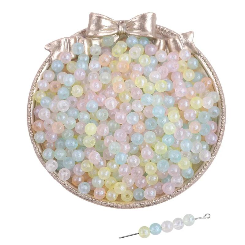 200pcs Colorful Mermaid Round Beads for DIY Bracelets, Earrings, Necklace