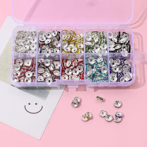 400pcs 8mm Rhinestone Rondelle Crystal Spacer Beads Set DIY Jewelry Making