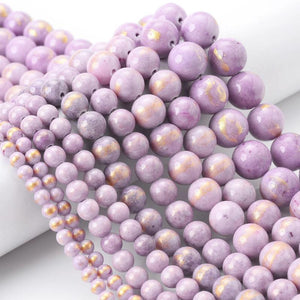 Purple Golden Jades Bead Natural Stone Beads for Jewelry Making DIY