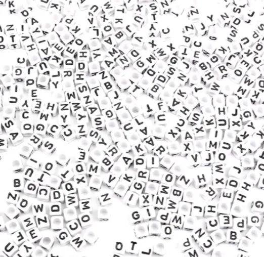 200pcs Mixed Letter Acrylic Beads 6mm Cube Spacer Alphabet Beads for DIY Jewelry