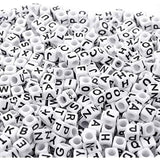 200pcs Mixed Letter Acrylic Beads 6mm Cube Spacer Alphabet Beads for DIY Jewelry
