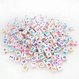 200pcs Mixed Letter Acrylic Beads 6mm Cube Spacer Alphabet Beads for DIY Jewelry