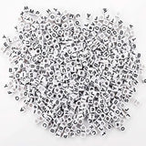 200pcs Mixed Letter Acrylic Beads 6mm Cube Spacer Alphabet Beads for DIY Jewelry