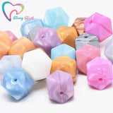 10 PCS Metallic Colors Hexagon Silicone Loose Beads DIY Teething