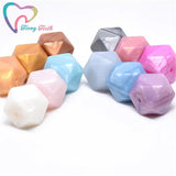 10 PCS Metallic Colors Hexagon Silicone Loose Beads DIY Teething