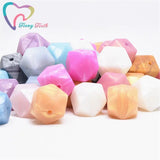 10 PCS Metallic Colors Hexagon Silicone Loose Beads DIY Teething