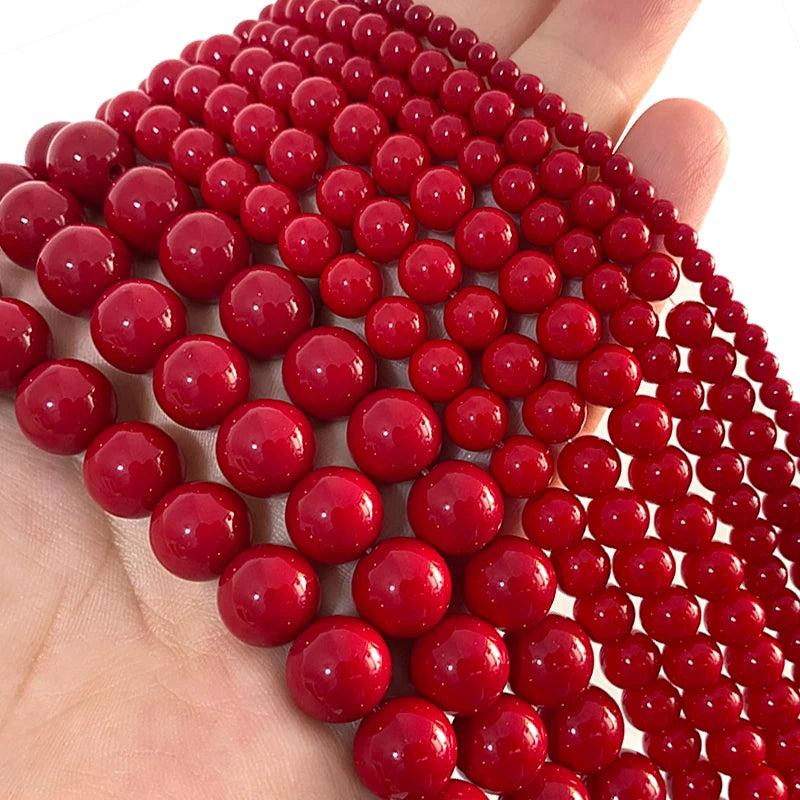 Red Coral Glass Beads Natural Spacer Stone Bead 4-12MM