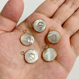 15mm Round Shell Charms A-Z Initial Mother Of Pearl Charms Pendants DIY Jewelry