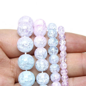Pink Snow Cracked Crystal Stone Beads 15inches