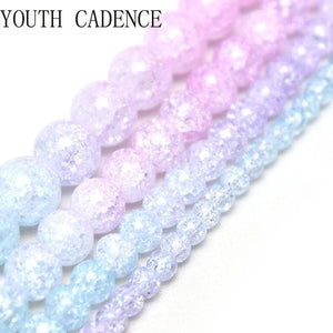 Pink Snow Cracked Crystal Stone Beads 15inches