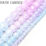 Pink Snow Cracked Crystal Stone Beads 15inches