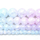 Pink Snow Cracked Crystal Stone Beads 15inches