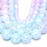 Pink Snow Cracked Crystal Stone Beads 15inches