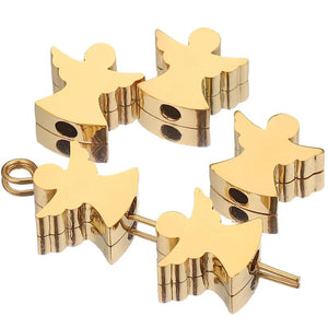 5Pcs/Lot 2mm Hole Rose Plated Angel Wings Charms Spacer Beads for Jewelry Making
