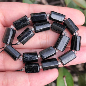 Tourmaline Cylinder Shape Stone Beads, 7.5'' Strand