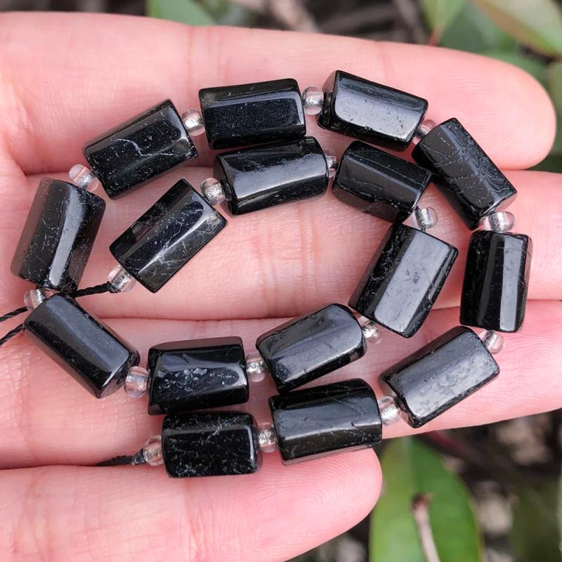 Tourmaline Cylinder Shape Stone Beads, 7.5'' Strand