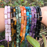 Tourmaline Cylinder Shape Stone Beads, 7.5'' Strand