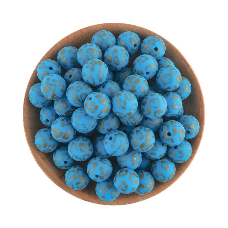 Kovict 10Pcs 15mm Leopard Silicone Beads DIY Pacifier Chain Jewelry Making