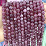 6 8 10mm Lepidolite Chalcedony Stone Beads for Jewelry Making