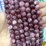 6 8 10mm Lepidolite Chalcedony Stone Beads for Jewelry Making
