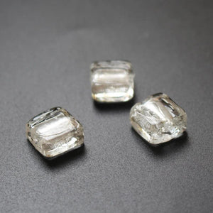 10Pcs 12mm Square Shape Glass Beads Foiled Mix Green for DIY Jewelry