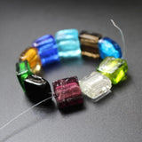 10Pcs 12mm Square Shape Glass Beads Foiled Mix Green for DIY Jewelry