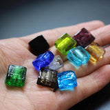 10Pcs 12mm Square Shape Glass Beads Foiled Mix Green for DIY Jewelry