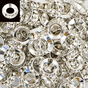10-30pcs 10mm Metal Rhinestone Spacer Beads for Jewelry Making DIY