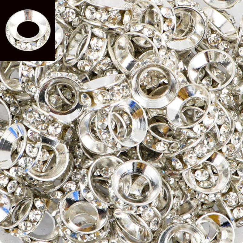 10-30pcs 10mm Metal Rhinestone Spacer Beads for Jewelry Making DIY