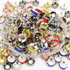 10-30pcs 10mm Metal Rhinestone Spacer Beads for Jewelry Making DIY