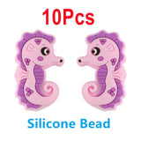 Kovict Silicone Beads Seahorse Mermaid Whale Shell Pendant DIY Jewelry