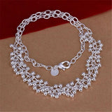 925 Sterling Silver Fringe Line Bracelet Necklace Set
