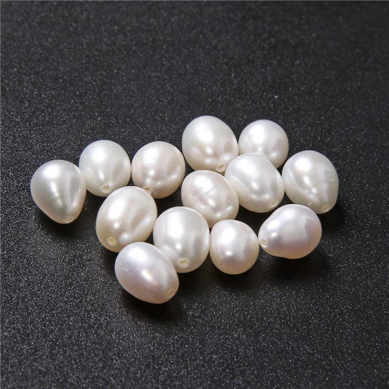 Half Hole Pearl Beads Natural Freshwater Oval Half Drilled Pearls Beads