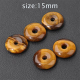 5PCS Natural Flat Round Stone Beads for DIY Jewelry Making