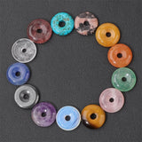 5PCS Natural Flat Round Stone Beads for DIY Jewelry Making