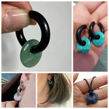 5PCS Natural Flat Round Stone Beads for DIY Jewelry Making