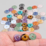 5PCS Natural Flat Round Stone Beads for DIY Jewelry Making