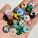5PCS Natural Flat Round Stone Beads for DIY Jewelry Making